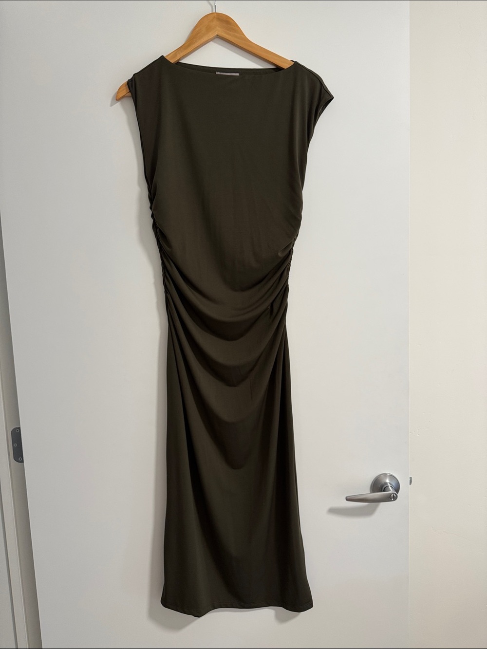 H&M Olive Green Draped Maxi Dress